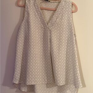 Ann Taylor Ivory Sleeveless V-Neck Dot-Print Camisole